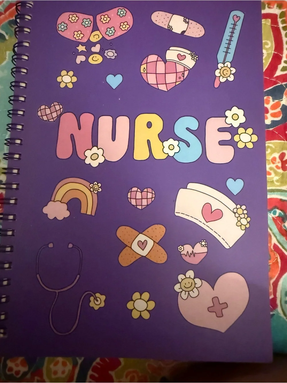 Nurse Floral Canvas Tote Bag - Lavender/White